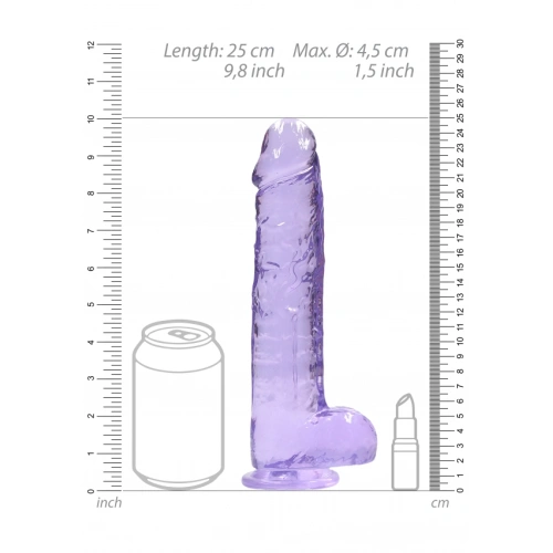 Realistic dildo with testicles Crystal Clear 24 cm. purple [5]