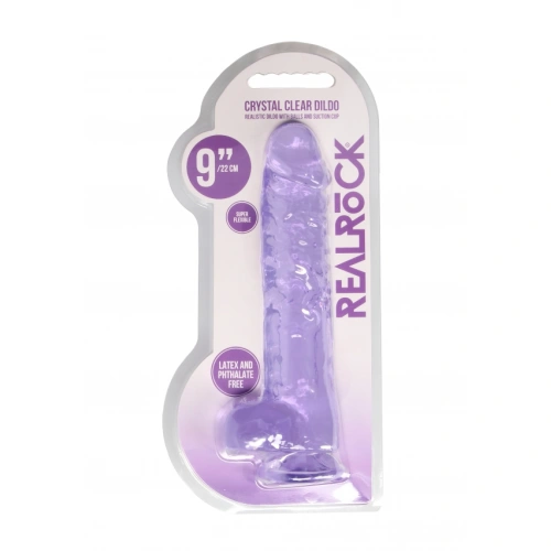 Realistic dildo with testicles Crystal Clear 24 cm. purple [6]