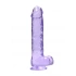 Realistic dildo with testicles Crystal Clear 24 cm. purple