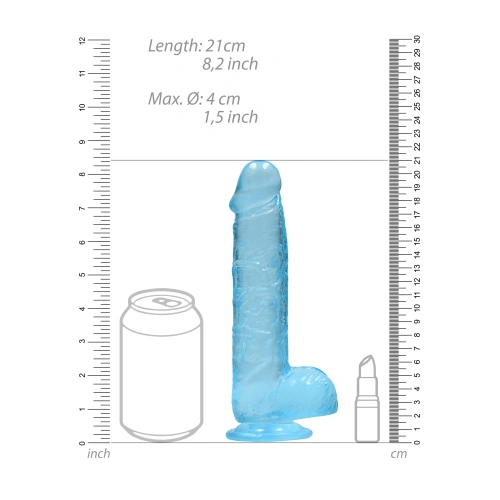 Size*Color*Realistic dildo with testicles Crystal Clear 21 cm blue [5]