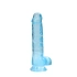 Size*Color*Realistic dildo with testicles Crystal Clear 21 cm blue