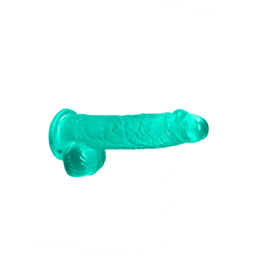 Realistic dildo with testicles Crystal Clear 17 cm. Turquoise [2]