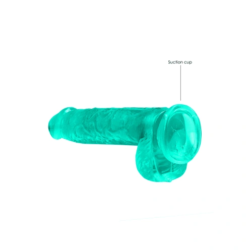 Realistic dildo with testicles Crystal Clear 17 cm. Turquoise [3]