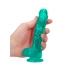Realistic dildo with testicles Crystal Clear 17 cm. Turquoise [4]