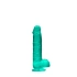 Realistic dildo with testicles Crystal Clear 17 cm. Turquoise