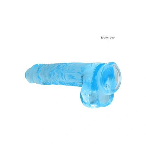 Realistic dildo with testicles Crystal Clear 24 cm. blue [3]
