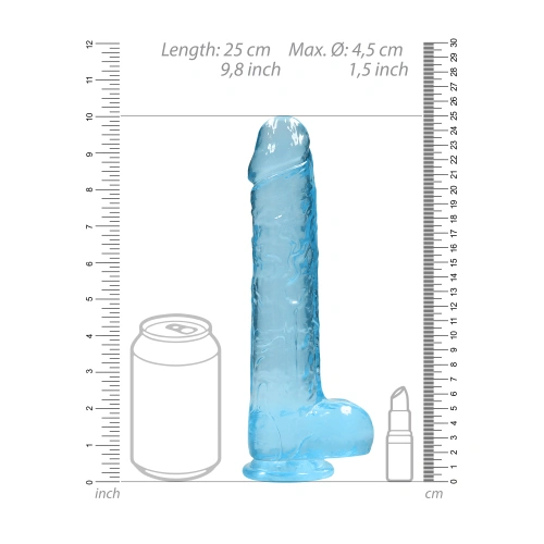 Realistic dildo with testicles Crystal Clear 24 cm. blue [5]