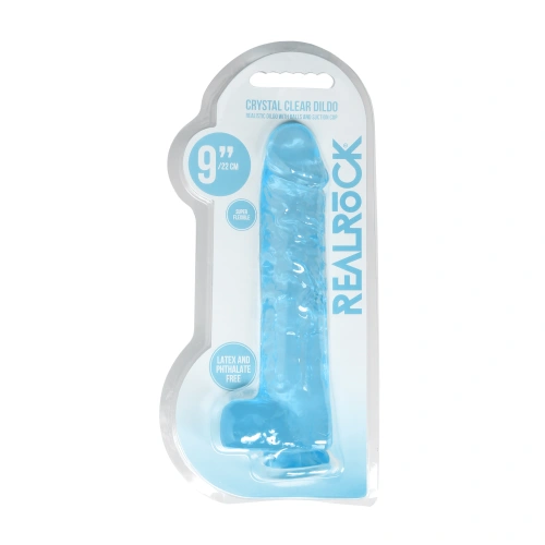 Realistic dildo with testicles Crystal Clear 24 cm. blue [6]