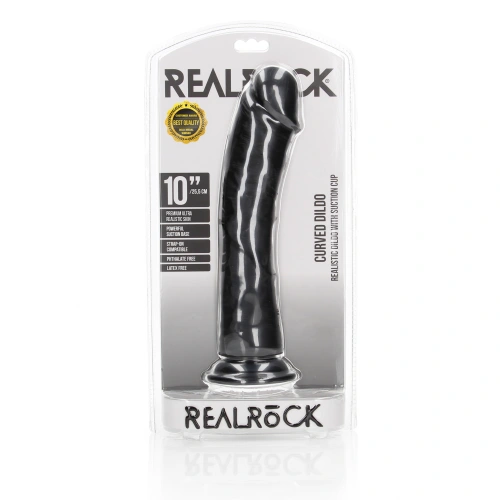 **Ju - Color - Real Rock Curved Large Realistic Dildo 10" Black [6]