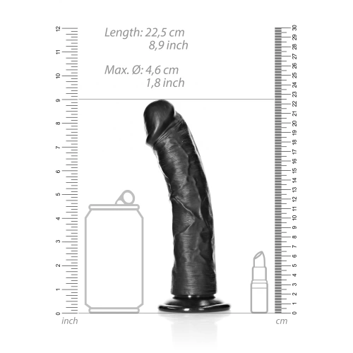 Realistic dildo Real Rock Curved 8" black [5]