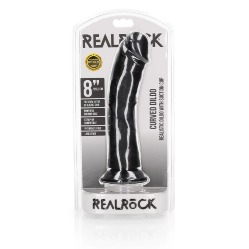 Realistic dildo Real Rock Curved 8" black [6]