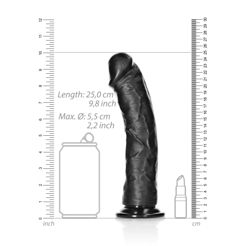 **Color Ver. Big realistic dildo Real Rock Curved 9" black color [5]