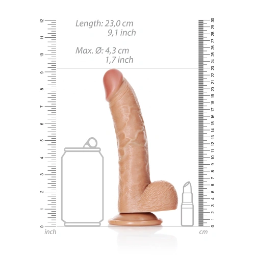 Realistic testicle dildo Real Rock Curved 8" mocha [5]