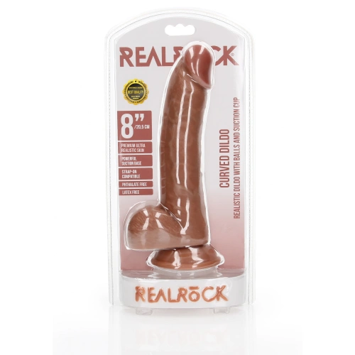 Realistic testicle dildo Real Rock Curved 8" mocha [6]
