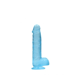 Realistic dildo with testicles Crystal Clear 17 cm. blue