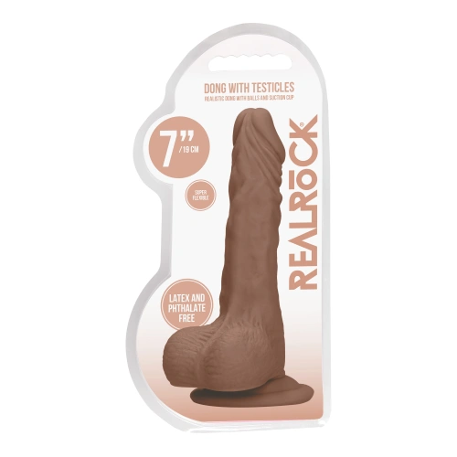 Ver. Color Real Rock 7” Mocha Realistic Cyber ​​Leather Testicle Dildo [2]