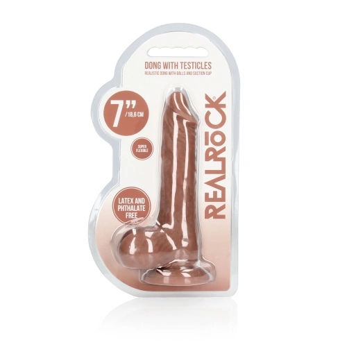 Ver. Color Real Rock 7” Mocha Realistic Cyber ​​Leather Testicle Dildo [3]