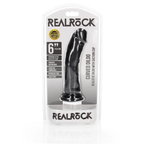 **Ver. color Realistic dildo Real Rock Curved 6" black [6]
