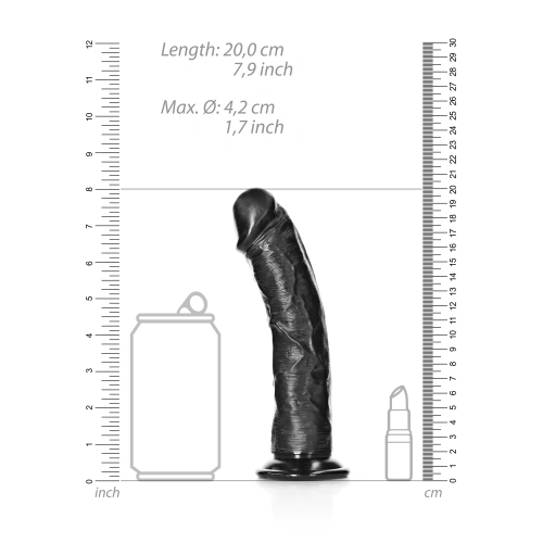 **Real Color - Realistic Dildo Real Rock Curved 7" Black [5]