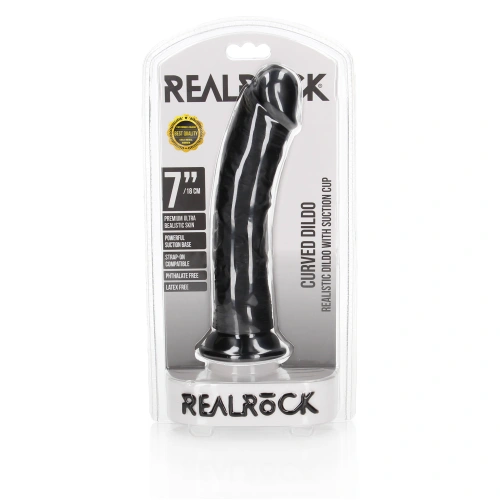 **Real Color - Realistic Dildo Real Rock Curved 7" Black [6]
