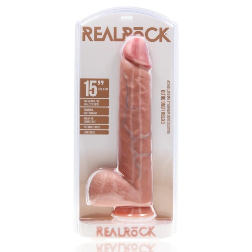 Nina - Realistic XXL dildo with testicles Real Rock Extra Long 15 