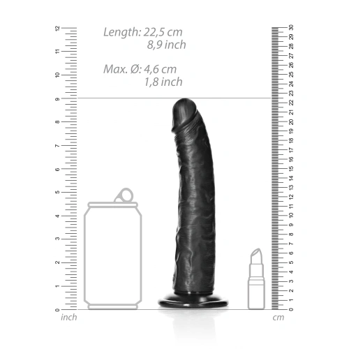 **Ju - Color - Real Rock Slim 8" Black Realistic Dildo [5]