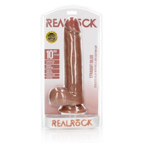 Real Rock 10" mocha large realistic testicle dildo [6]
