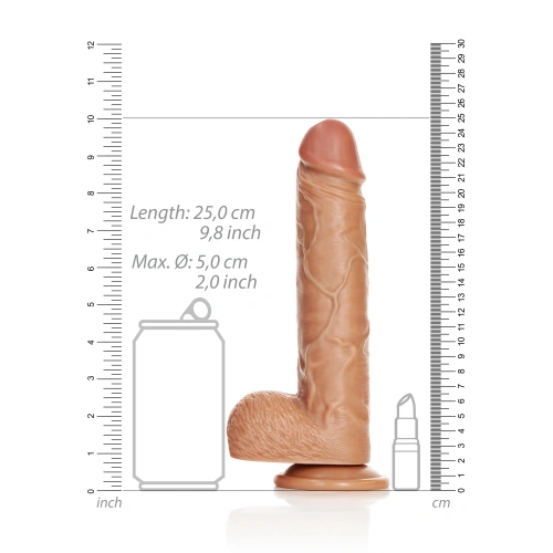**Ver. new Big realistic dildo with testicles Real Rock Straight 9" mocha [5]