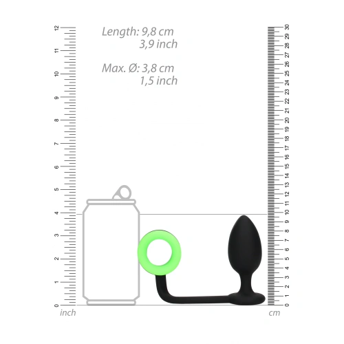 Dilyana - Silicone anal dilator with glow in the dark penis ring Ouch! [3]