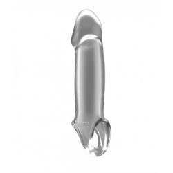 Sono 33 Cyber ​​Leather Stretchable Penis Extender with Testicle Clip Transparent