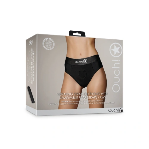 Nina - Strap-on Thong with Adjustable O-Ring and Bullet Vibrator Ouch! black size XS/S [12]