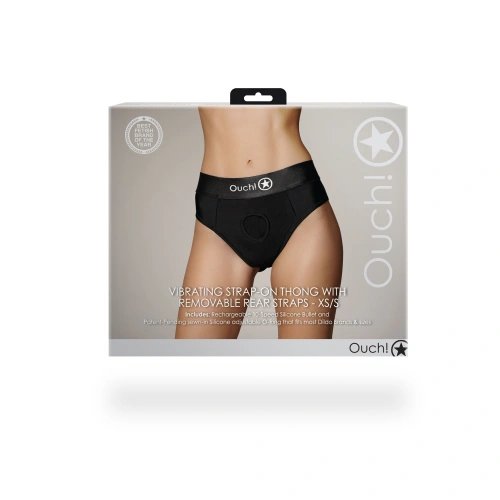 Nina - Strap-on Thong with Adjustable O-Ring and Bullet Vibrator Ouch! black size XS/S [13]