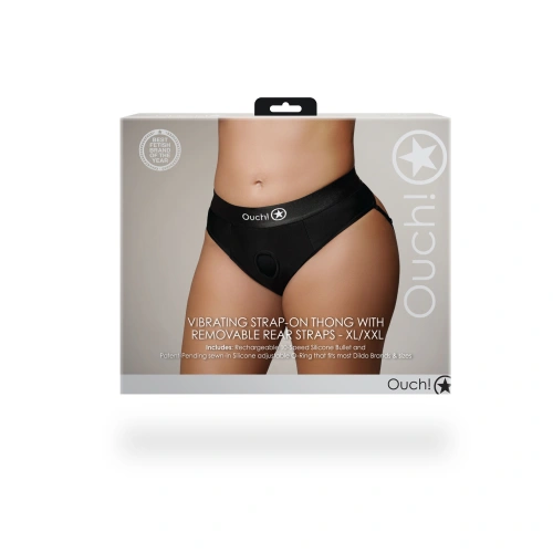 Nina - Strap-on Thong with Adjustable O-Ring and Bullet Vibrator Ouch! black size XL/XXL [12]