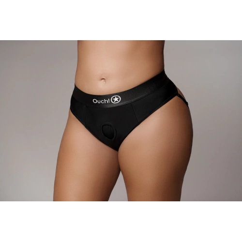 Nina - Strap-on Thong with Adjustable O-Ring and Bullet Vibrator Ouch! black size XL/XXL