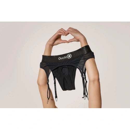 Strap-on thong with garter belt and bullet vibrator Ouch! [9]