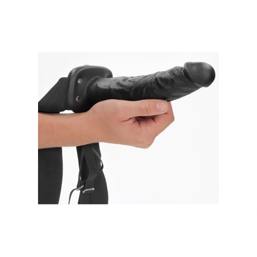 Ver. color Adjustable strap-on belt with realistic dildo with opening Real Rock 8" black [3]