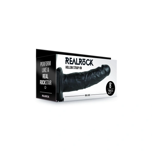 Ver. color Adjustable strap-on belt with realistic dildo with opening Real Rock 8" black [8]