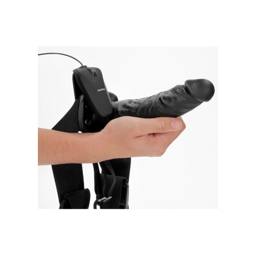 Ver. color Adjustable strap-on belt with vibrating dildo Real Rock 8" black [3]