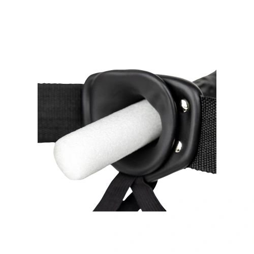 Ver. color Adjustable strap-on belt with vibrating dildo Real Rock 8" black [5]