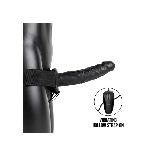 Ver. color Adjustable strap-on belt with vibrating dildo Real Rock 8" black [7]