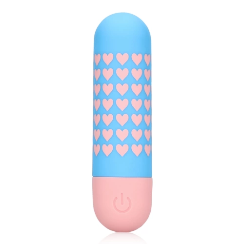 Shots Heart To Get Rechargeable Bullet Vibrator Blue-Pink