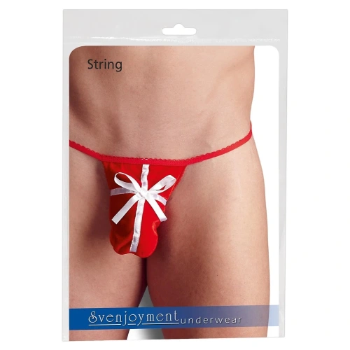 Svenjoyment men's sexy red thong with ribbon [2]
