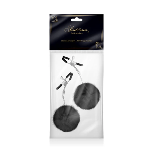 Nipple Clips with Fluffy Balls Sweet Caress Black [1]