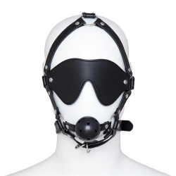 Fetish Art Face Restraint with Ball Mouth and Eye Mask