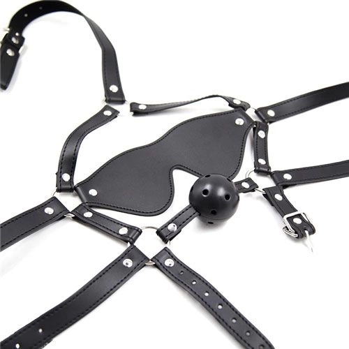 Fetish Art Face Restraint with Ball Mouth and Eye Mask [3]