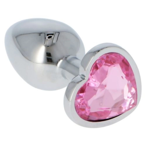 Metal anal dilator in silver with pink crystal heart Fetish Art M