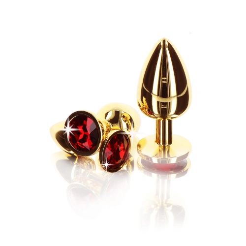 Small metal butt plug in gold with red crystal Taboom S [2]