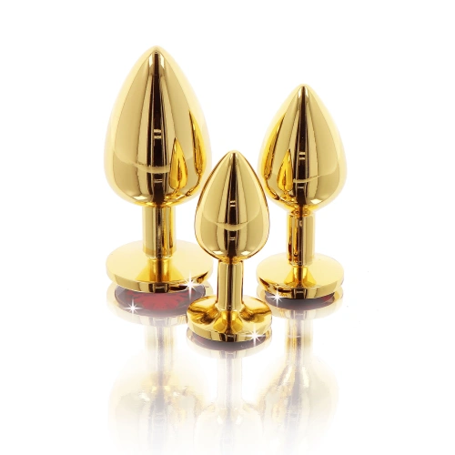 Small metal butt plug in gold with red crystal Taboom S [3]