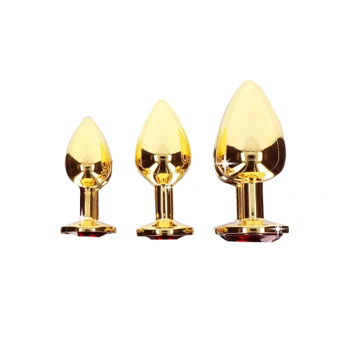 Small metal butt plug in gold with red crystal Taboom S [4]