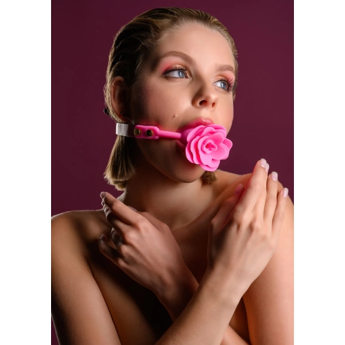 Silicone mouth ball - rose with breathing hole Rose Ball Gag Taboom Malibu pink [6]